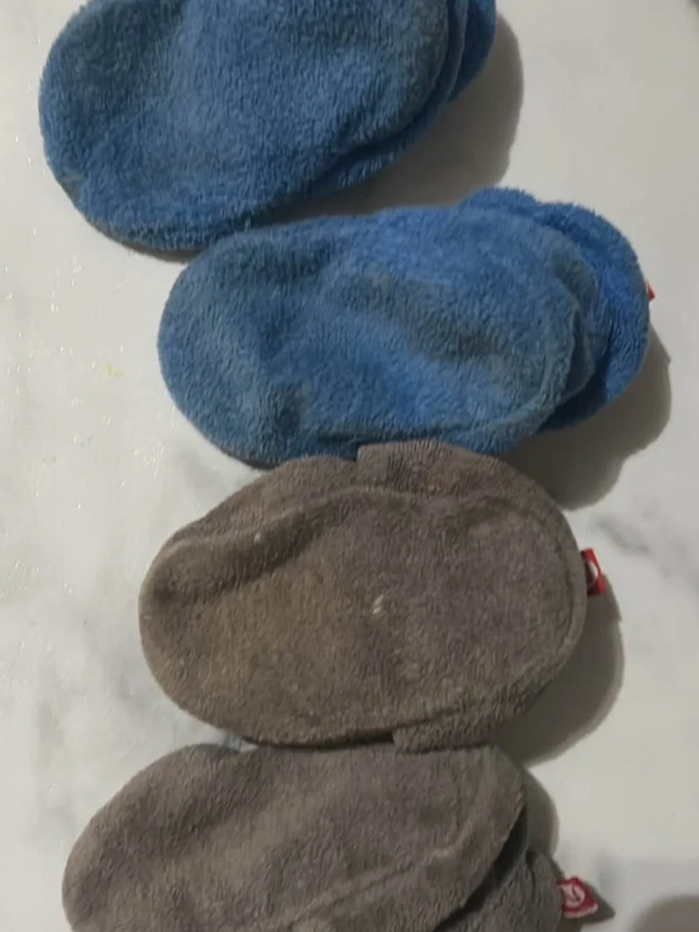 Zutano Blue and Gray Plush Baby Walker Booties